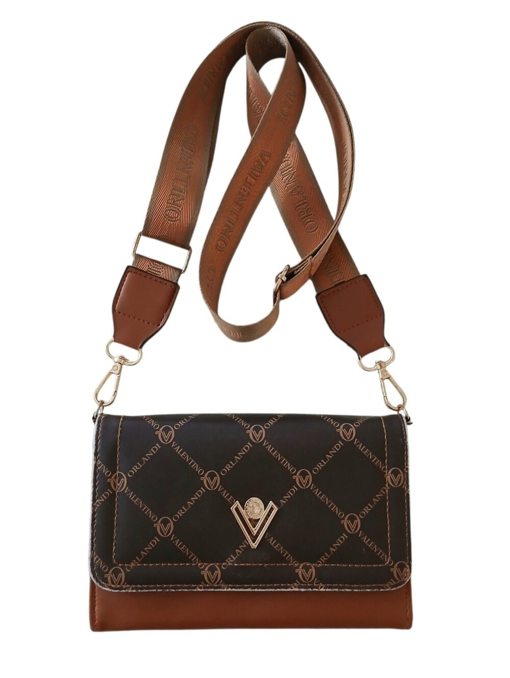 VALENTINO ORLANDI Signature Logo Vegan Leather Crossbody Italy Adjustable 7.5x5